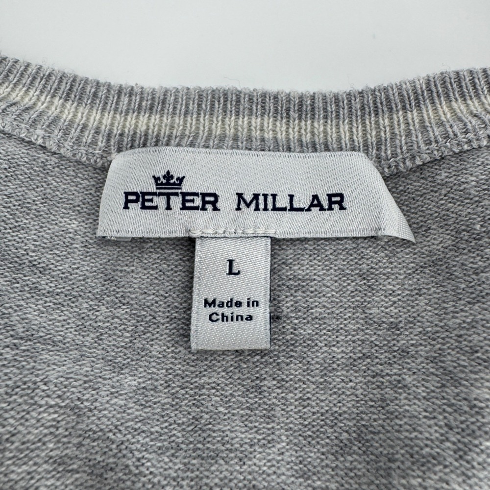 Peter Millar Men's Gray V-Neck Sweater Silk Cashmere Large Nantucket Golf Club - Picture 5 of 8